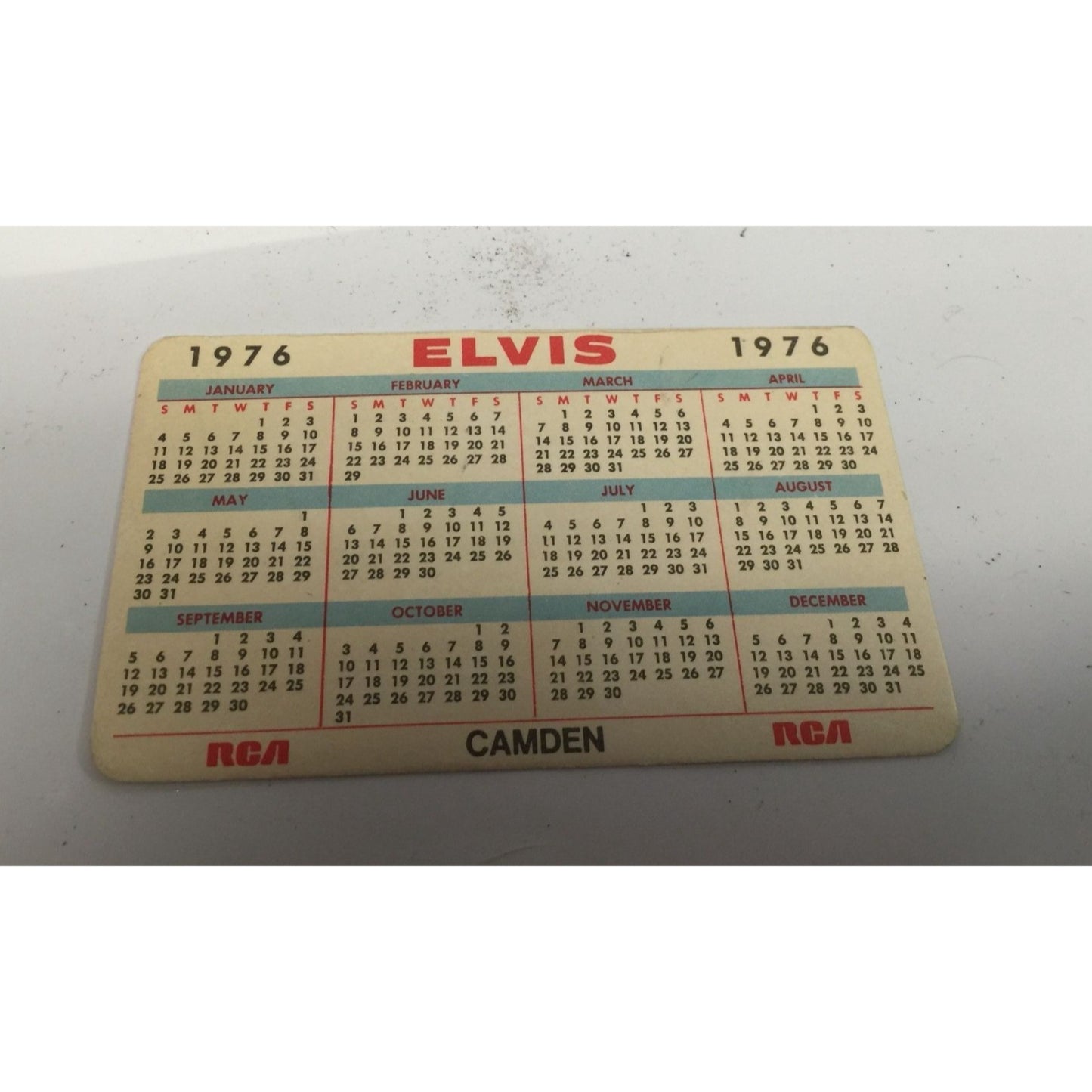 ELVIS PRESLEY 1976 POCKET CALENDAR COLLECTOR CARD