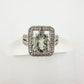 Beautiful Natural Light Green Amethyst Ring with small Diamond - Sterling Silver Size 6