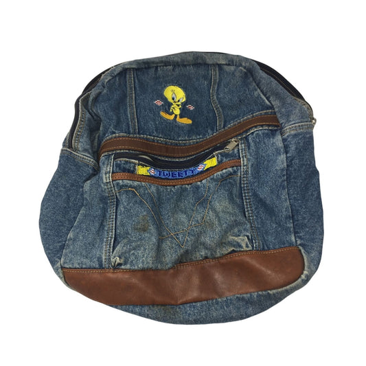 Vintage Looney Tunes Tweety Bird Blue Denim Backpack