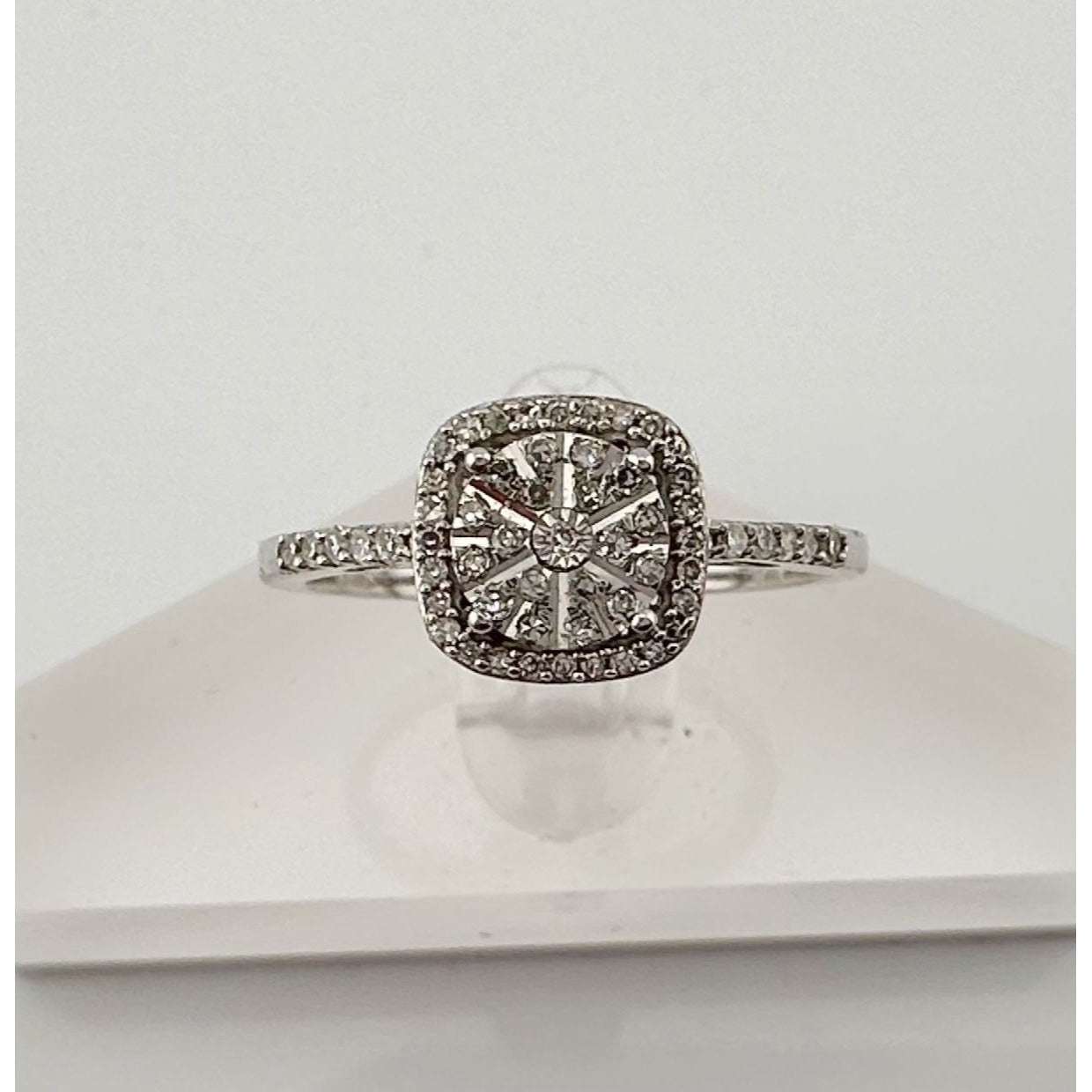 Eye-catching  1/4 Carat Natural Diamond Ring Illusion Set in Sterling Silver - Size 7 -  Beautiful!