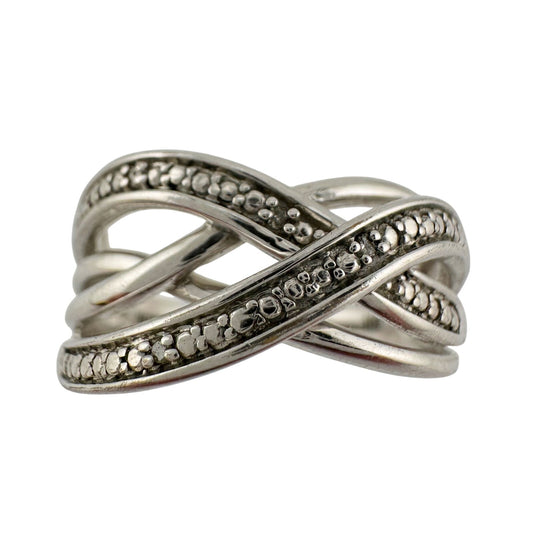 Beautiful Braided Strands Ring with Diamond Accent Size 7