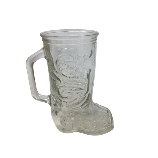 JIM BEAM Clear Glass Bottle Club Boot Mug