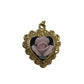 Vintage Gold and Black Heart-Shaped Necklace Pendant with Pink Rose in the middle