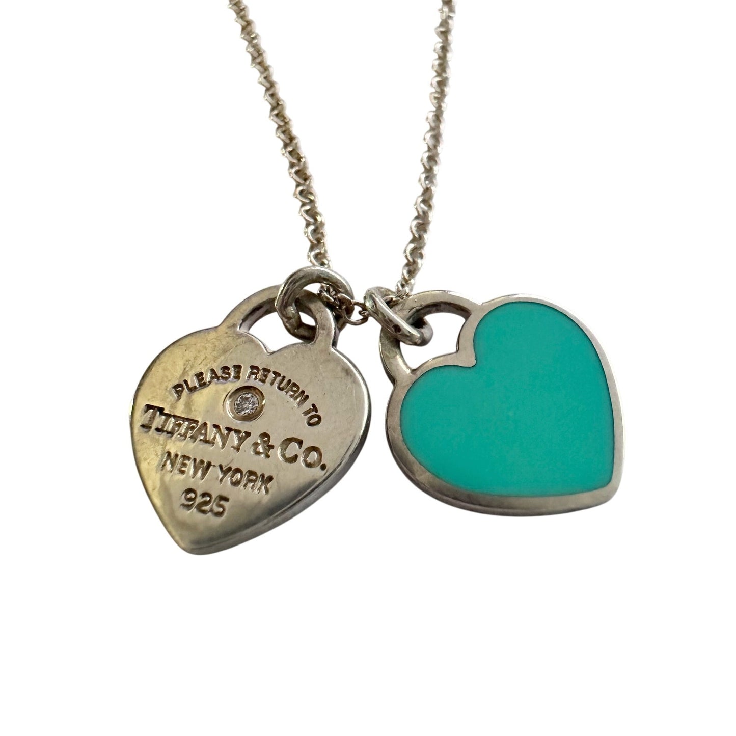 Tiffany & Co "Return To" Double Heart Necklace with Diamond