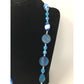 Womens Blue Beaded Necklace with Matching Dangly Earrings