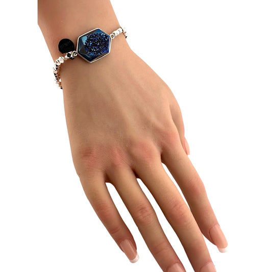 Kinsley Armelle Andrea Collection Silver Ondine Blue Quartz Bracelet