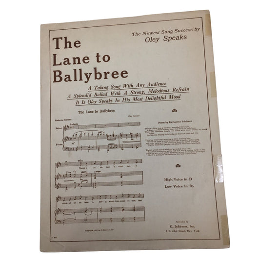 Vintage Sheet Music Titled "Sylvia" by Oley Speaks Oley Speaks  A+ Stuff Sheet Music