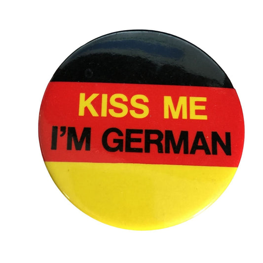 Vintage Kiss Me I'm German w/ German Flag Collectible Pinback Button Pin