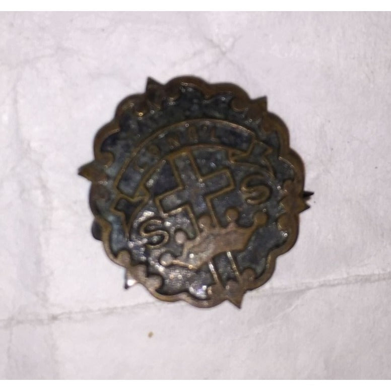 Vintage Little's System Cross and Crown Sunday School Metal Pin