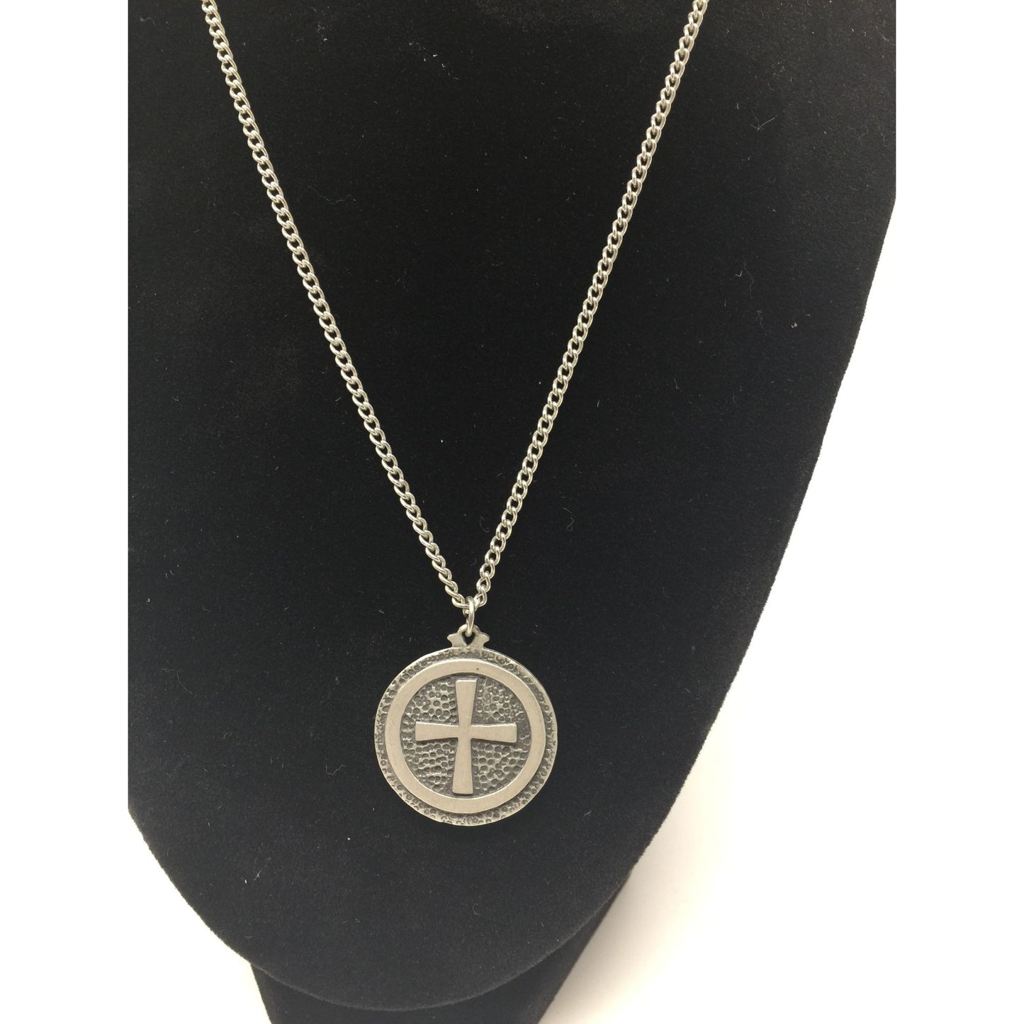 Men's Pewter Chain Necklace with A Cross Pendant