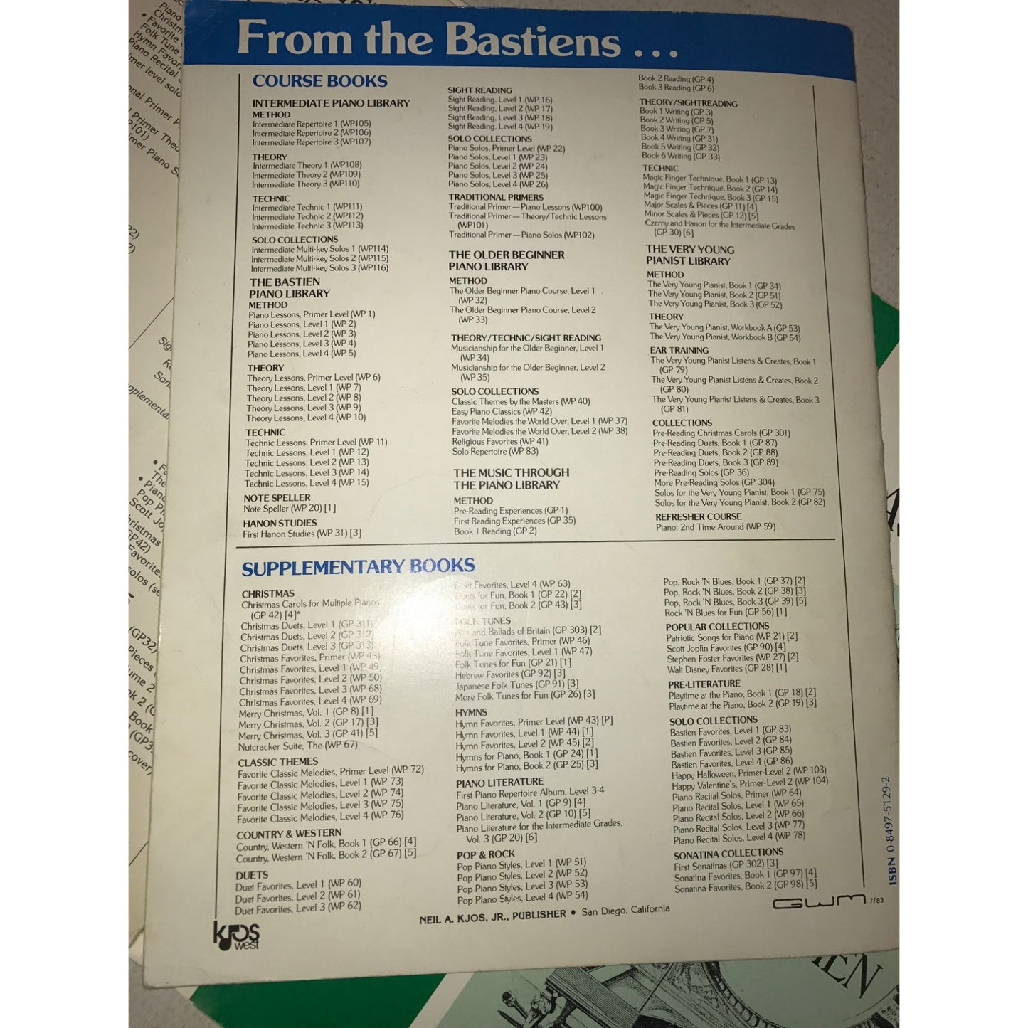 The Bastien Piano Library - level 1-4 - performance books- Vintage Sheet Music/Songbooks