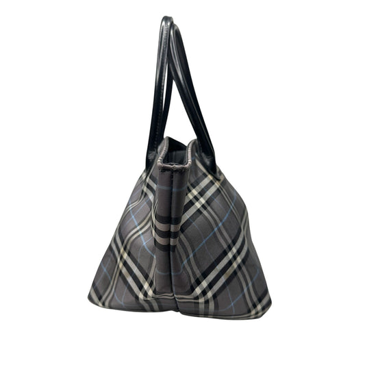 Autre Marque Burberrys London Gray Nova Check Blue Label NylonTote Bag - A+ Stuff