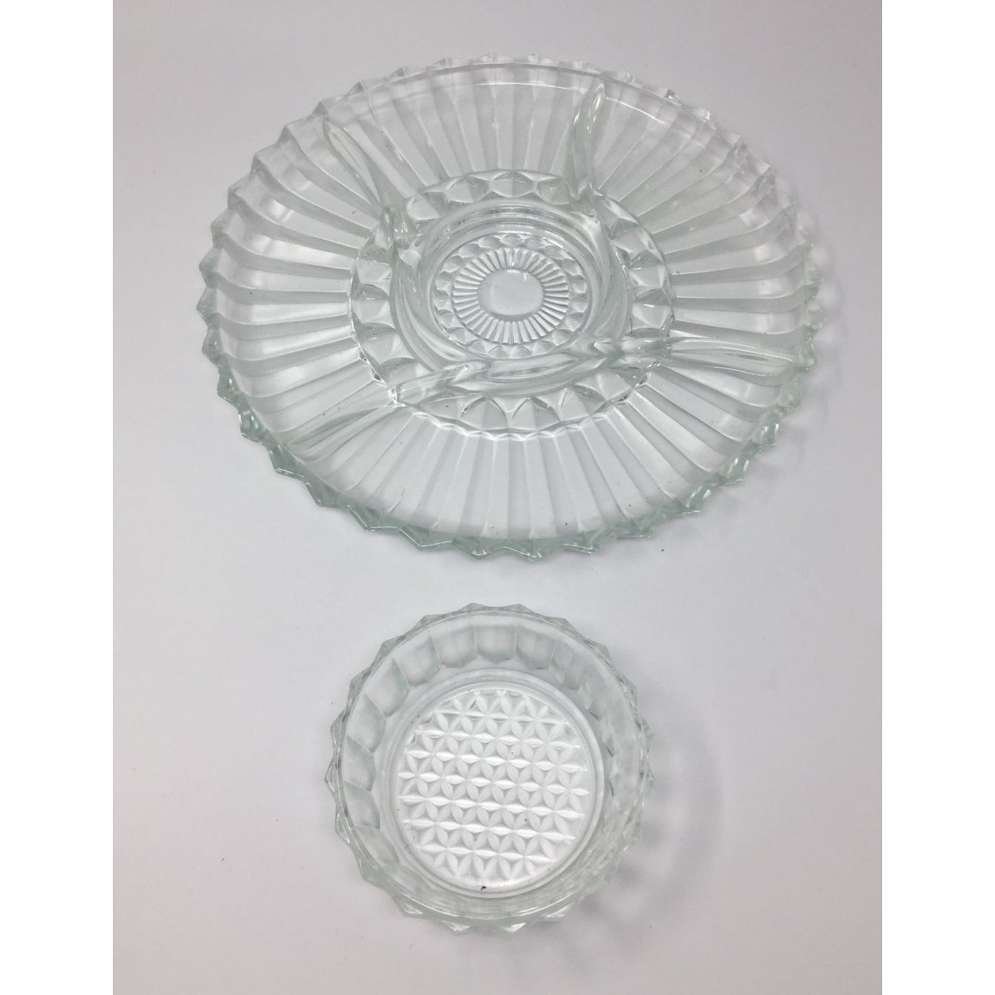 Vintage Clear Glass Divided Ribbed Serving Vegetable/Relish Tray Platter