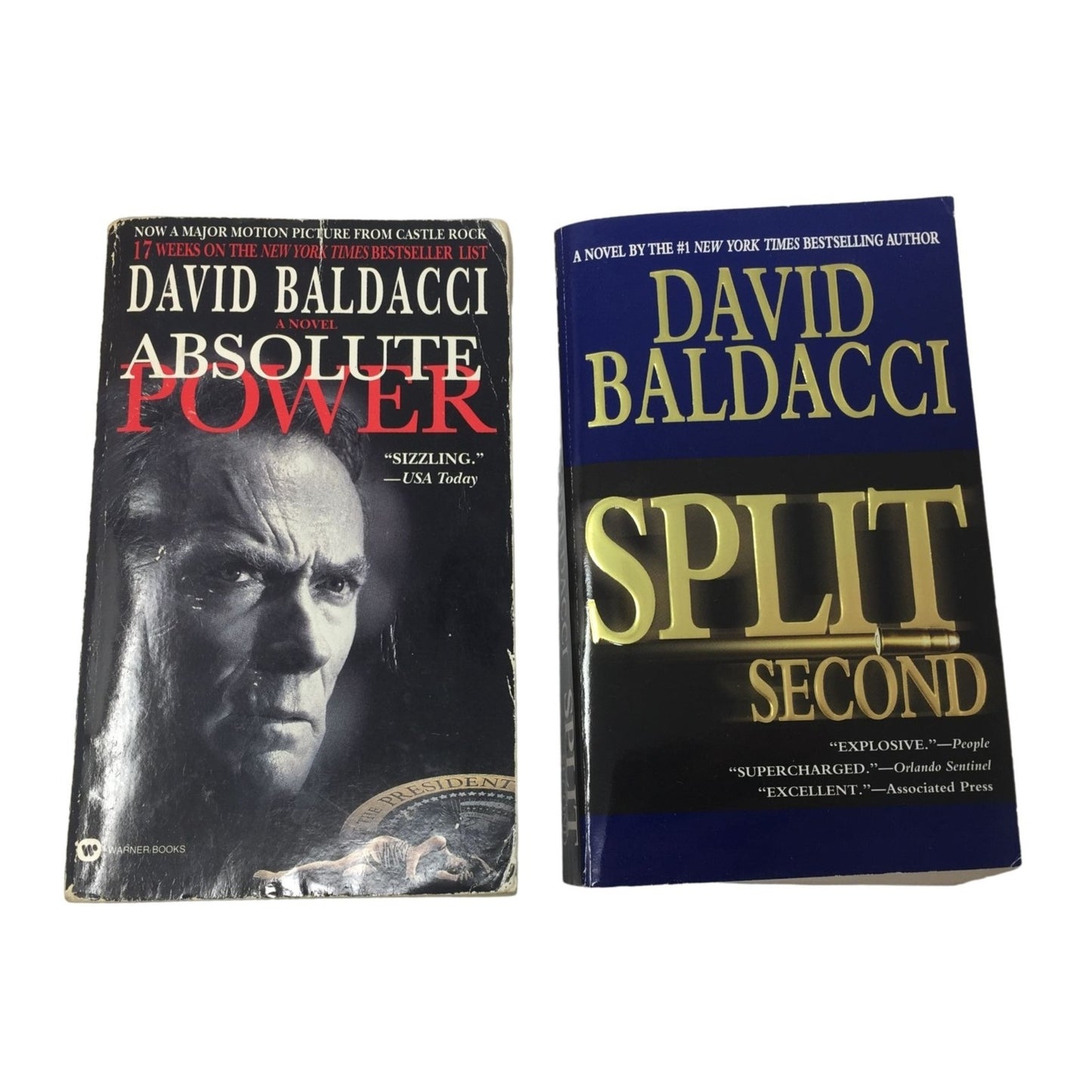 Absolute Power and Split Second (2 paperback fiction books) by David Baldacci