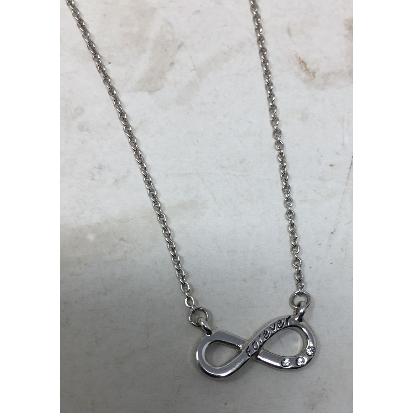 Women's Silver tone Necklace with Infinity Symbol & Words "Forever" on the infinity symbol