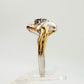 Beautiful 1/4 ct Diamond Ring Baguette and Flower Cluster with Two-Tone Sterling Band Size 9