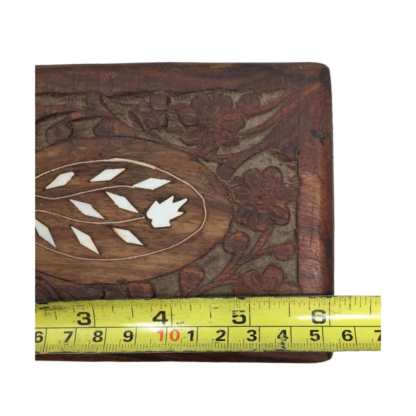 Hand Carved Brown Wooden Trinket Box/Jewelry Box