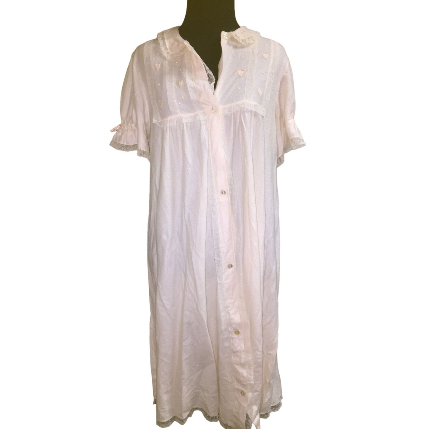 Womens Saks Fifth Avenue White Lace Button Down nightgown