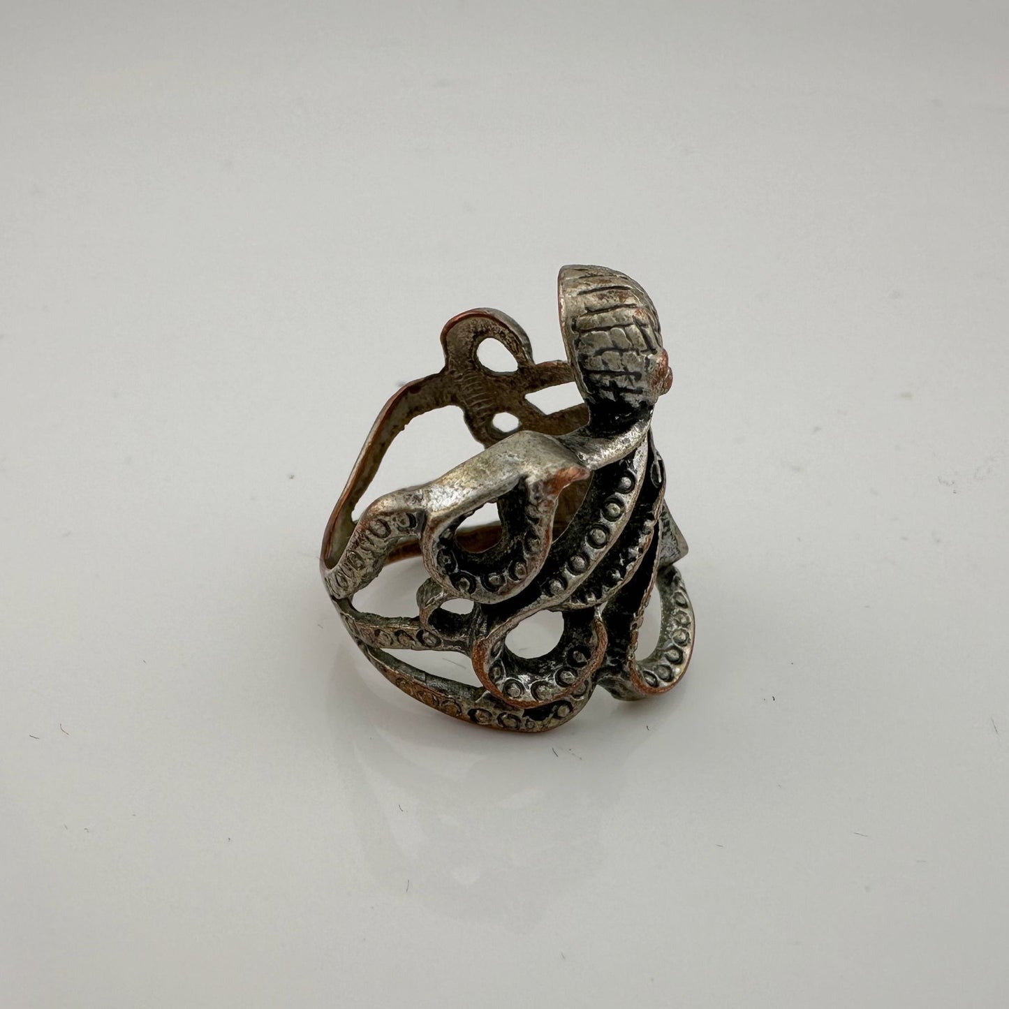 Vintage Antique Bronze Creepy Octopus Ring