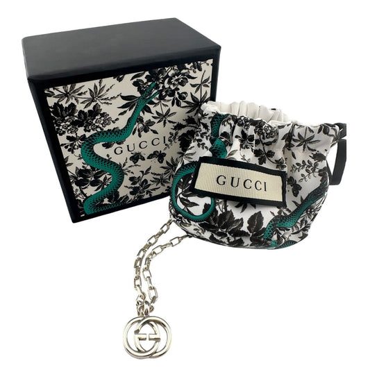 GUCCI Interlocking GG Necklace 20" with Green Snake Box & Dust Bag