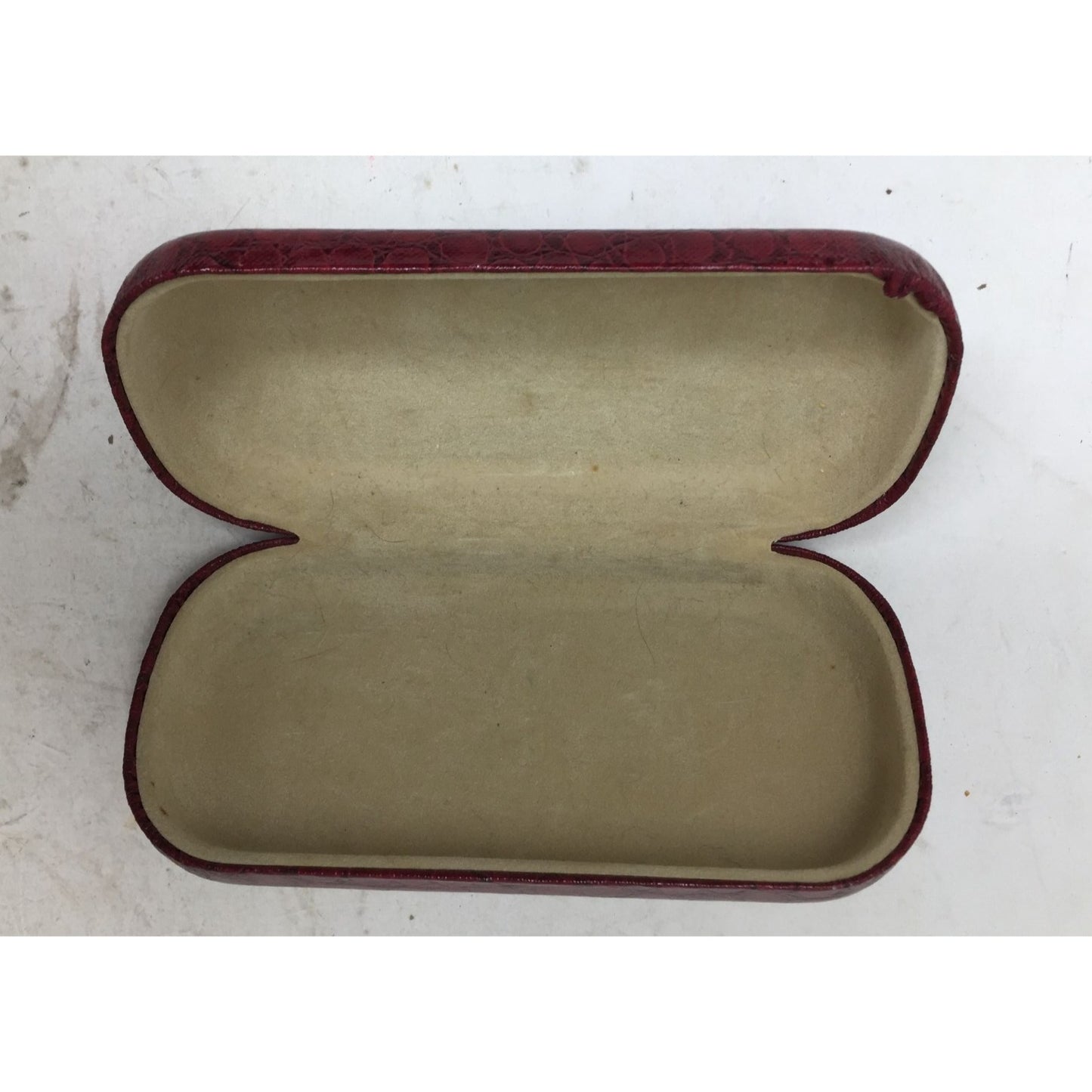 Vintage Red Hard Eyeglass Case with Tan Interior