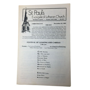 Christmas Eve service program from St. Paul's Evangelical Lutheran Church