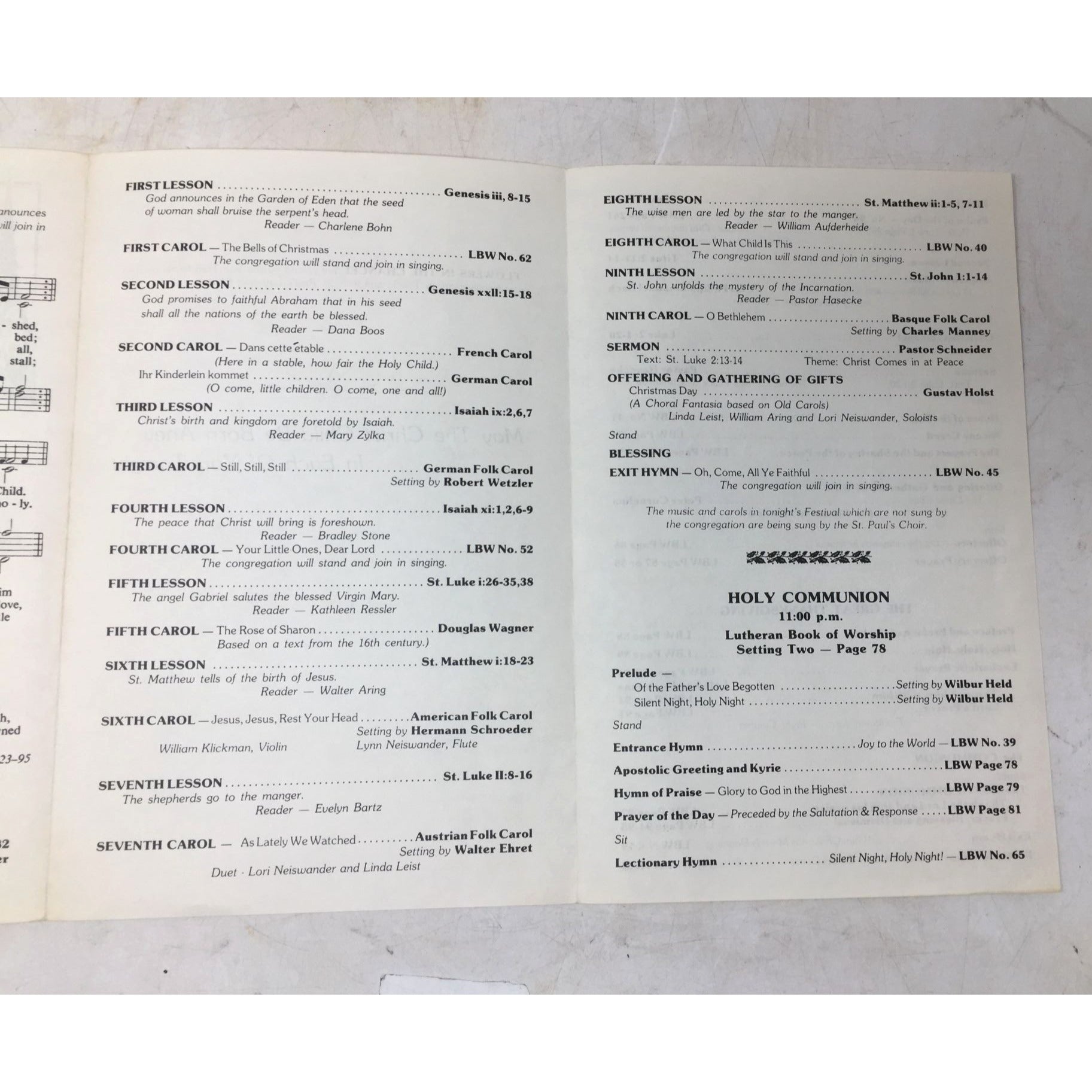 Christmas Eve service program from St. Paul's Evangelical Lutheran Church unbranded  A+ Stuff Sheet Music