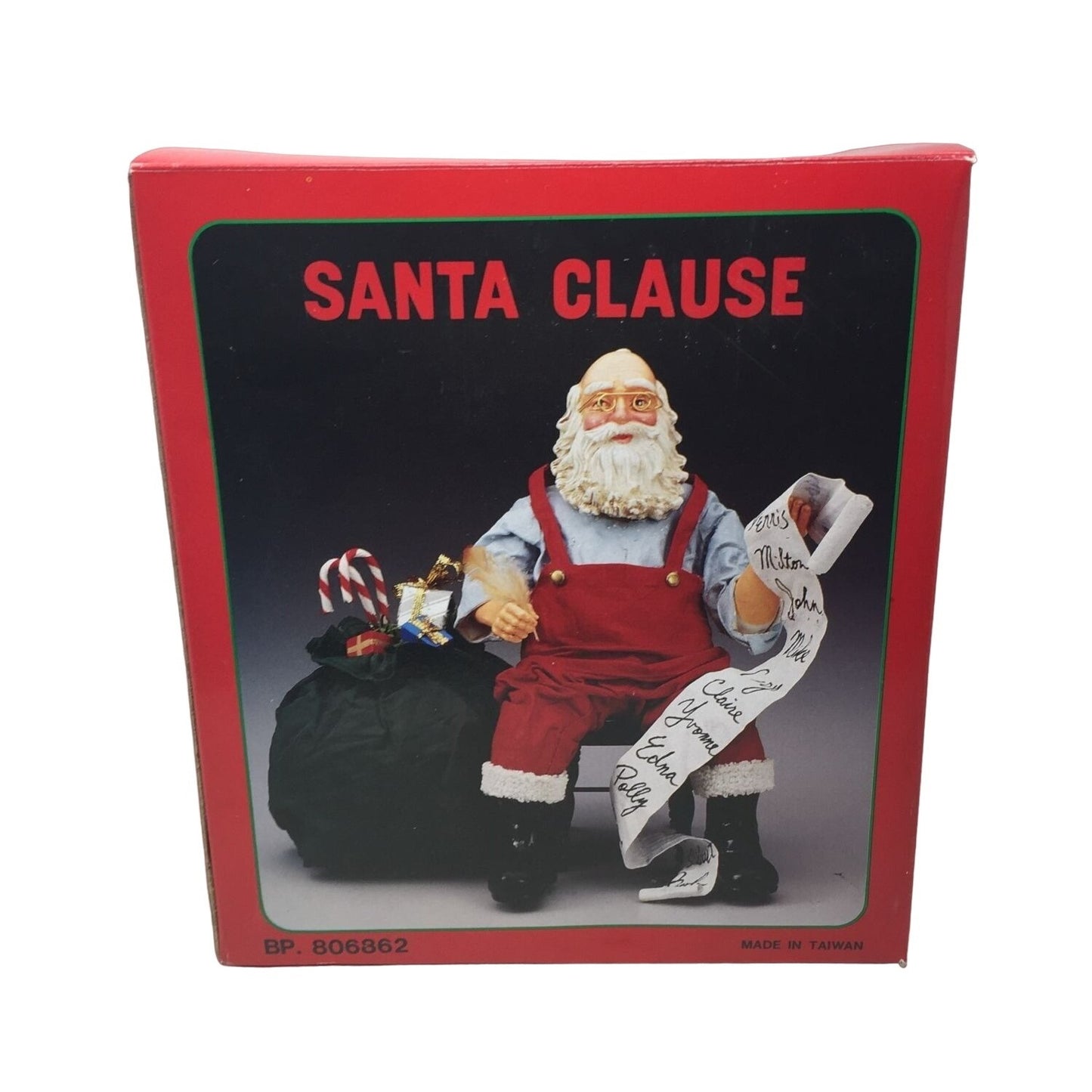 Vintage Sleeping Santa Clause Sitting On Chair With Sack of Toys Figurine- New in Box