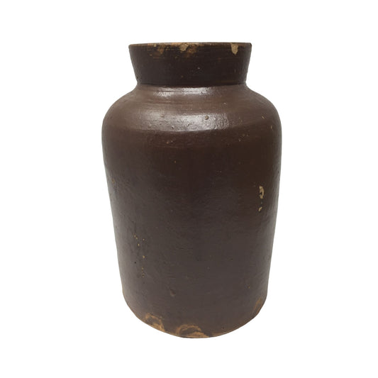 Vintage Dark Brown Stoneware Vase - about 7'' tall