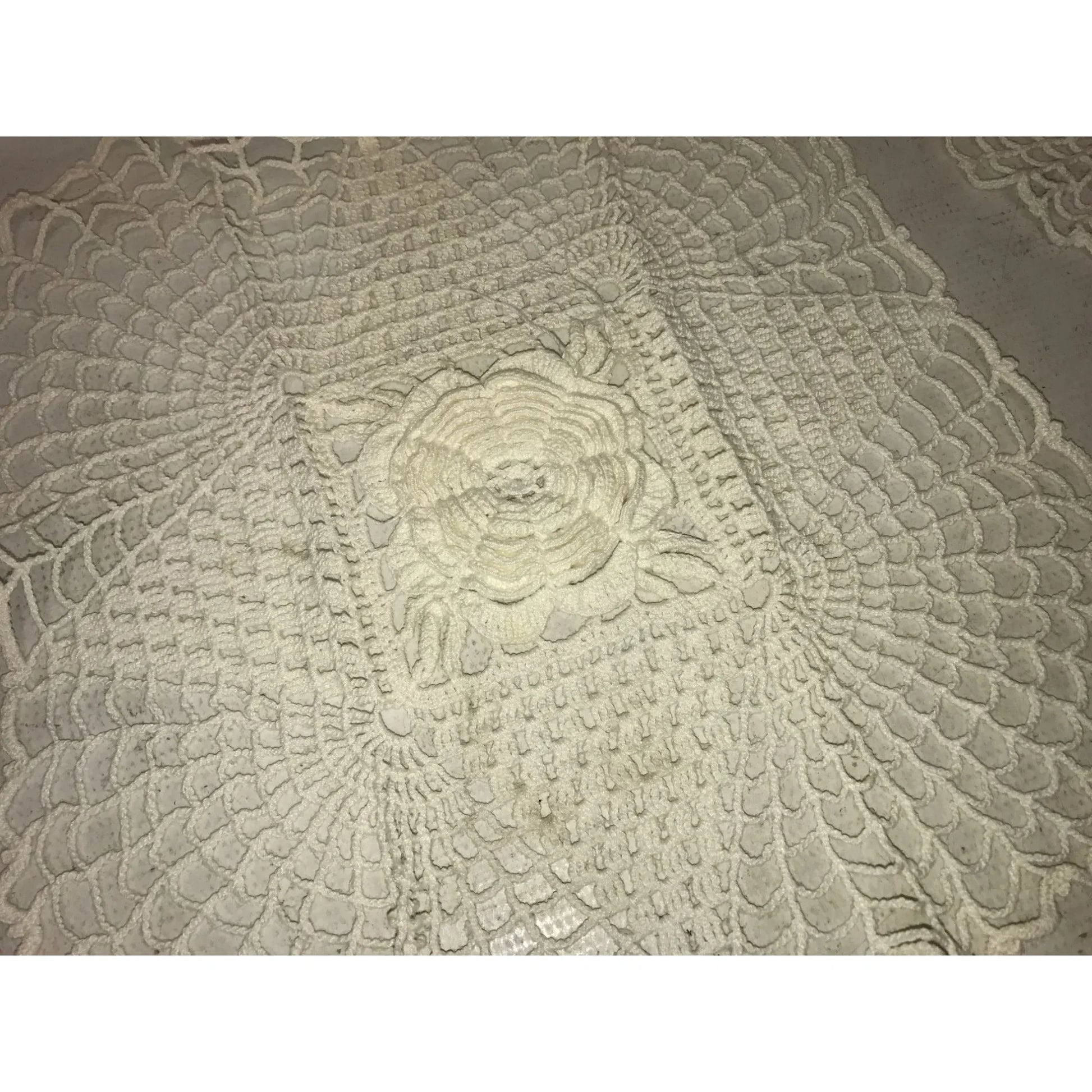 Set of 2 White/Cream Colored Handmade Crocheted Table Placemats/Doilies - A+ Stuff