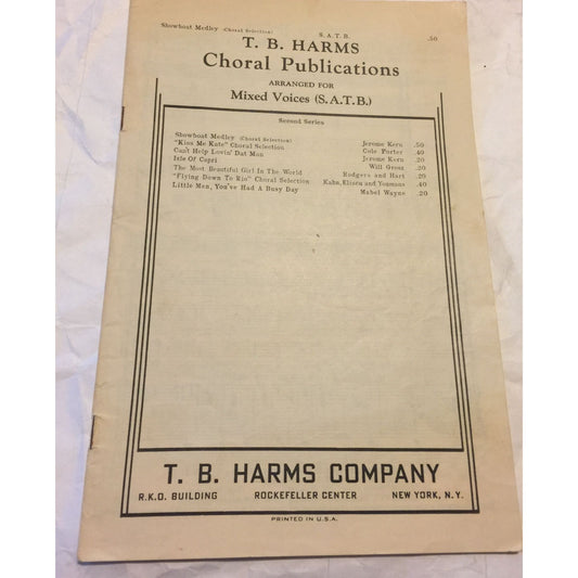 T. B. Harms Choral Publications Arranged for Mixed Voices Vintage Sheet Music