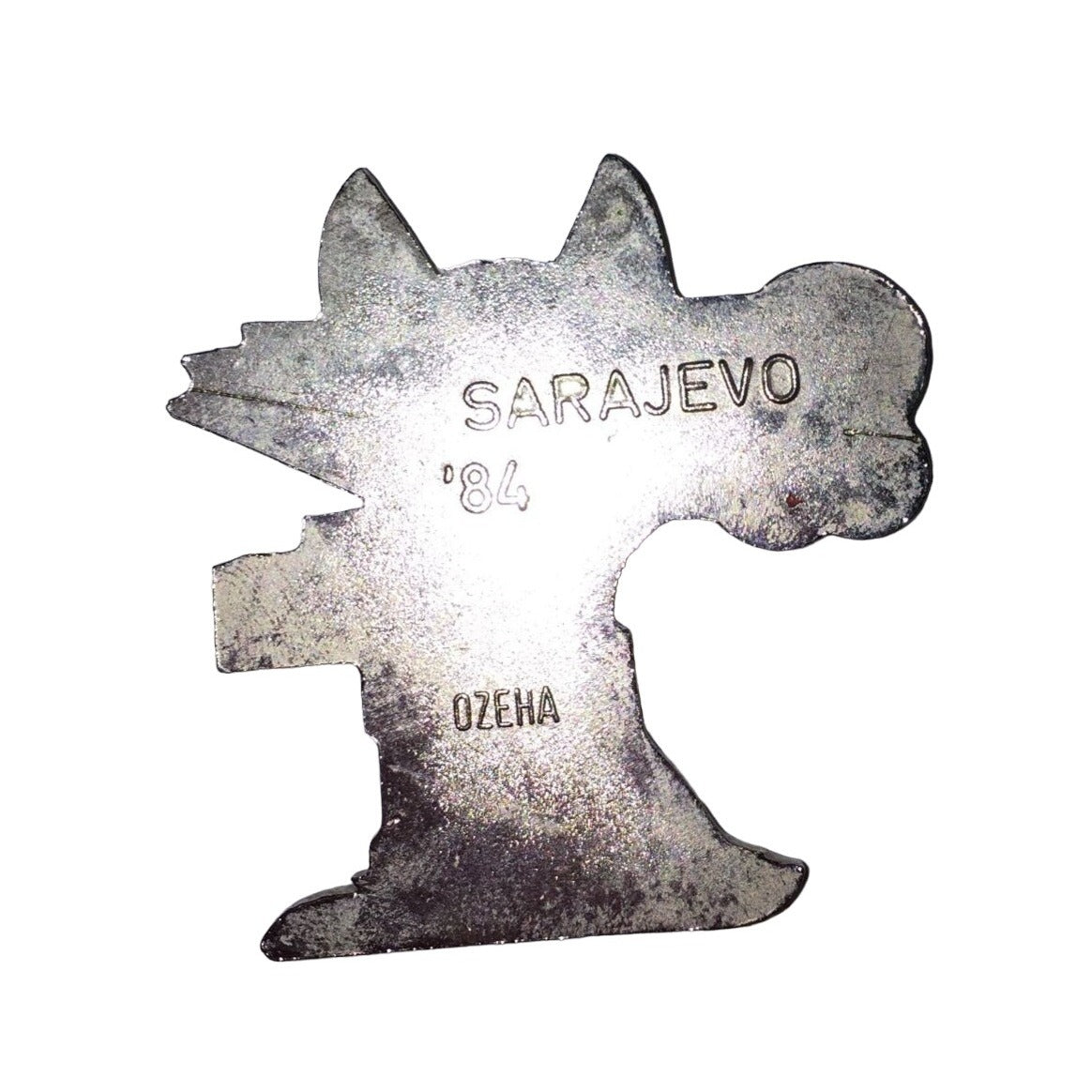 Olympic Sarajevo Vucko wolf mascot 1984 Vintage Pin (Pin has broke off)