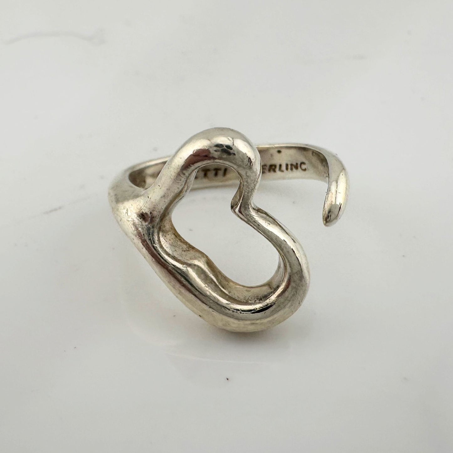 Tiffany & Co Elsa Peretti Open Heart Ring - Sterling Silver - Size 5.5