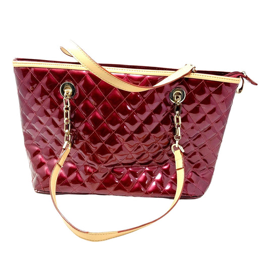 MG Collection Red / Maroon Women's Shoulder Bag Quilted Design Faux Leather Straps