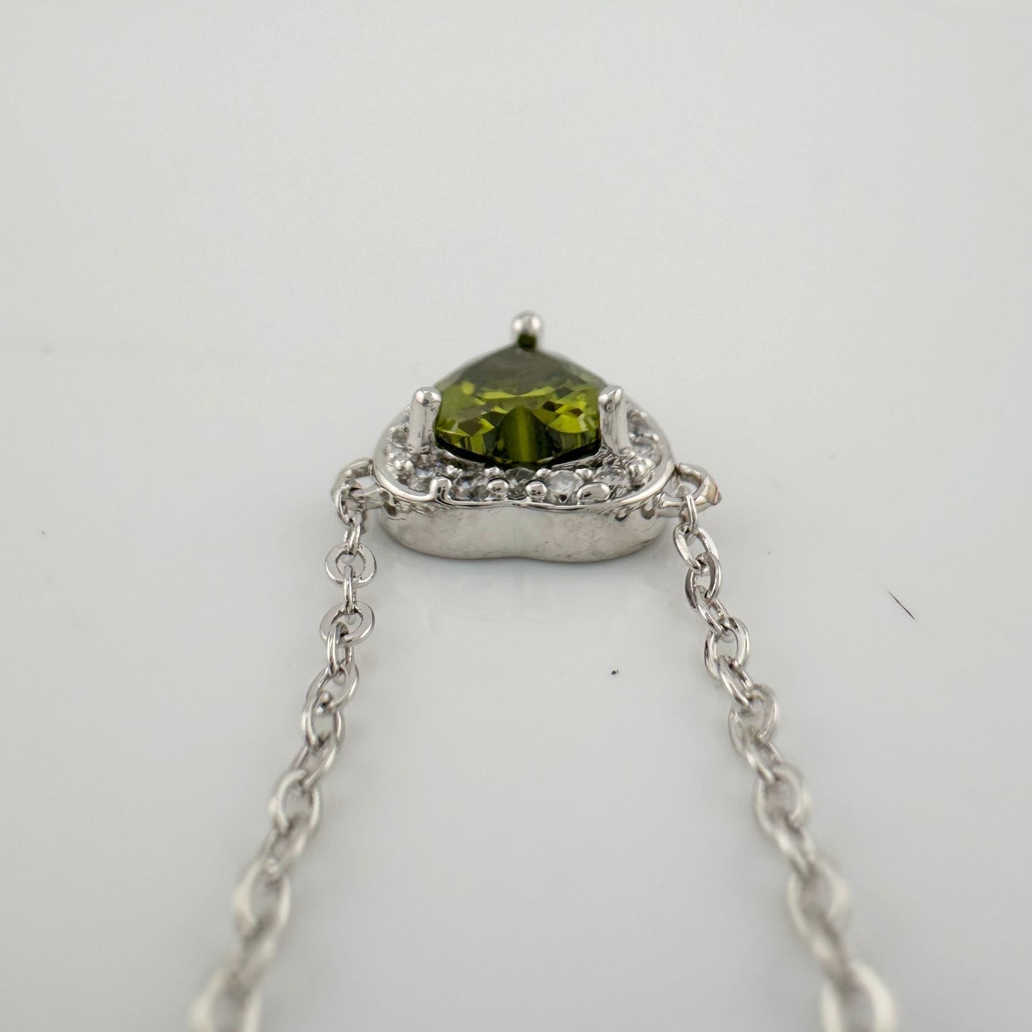 Beautiful Green Peridot Heart Necklace 18" Chain