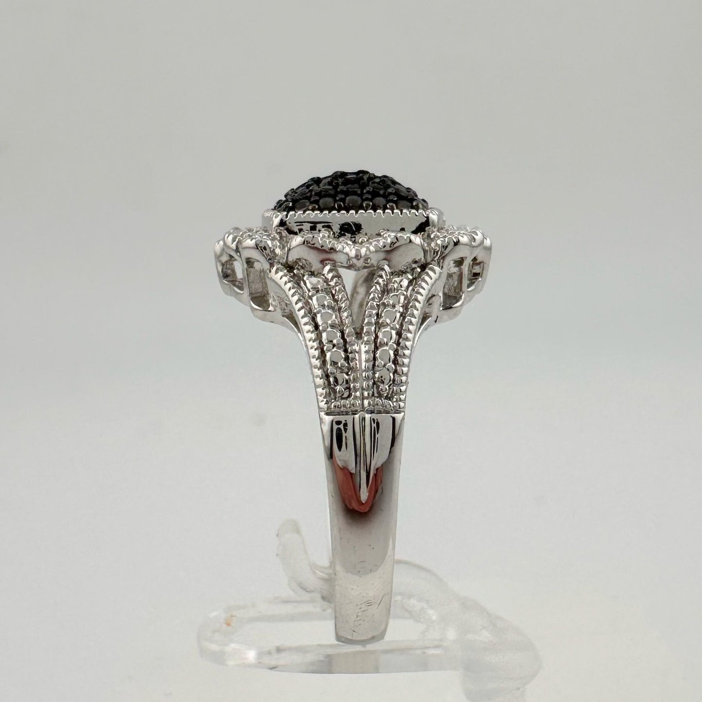 Elegant Balck Diamond Cocktail Ring Size 7.25