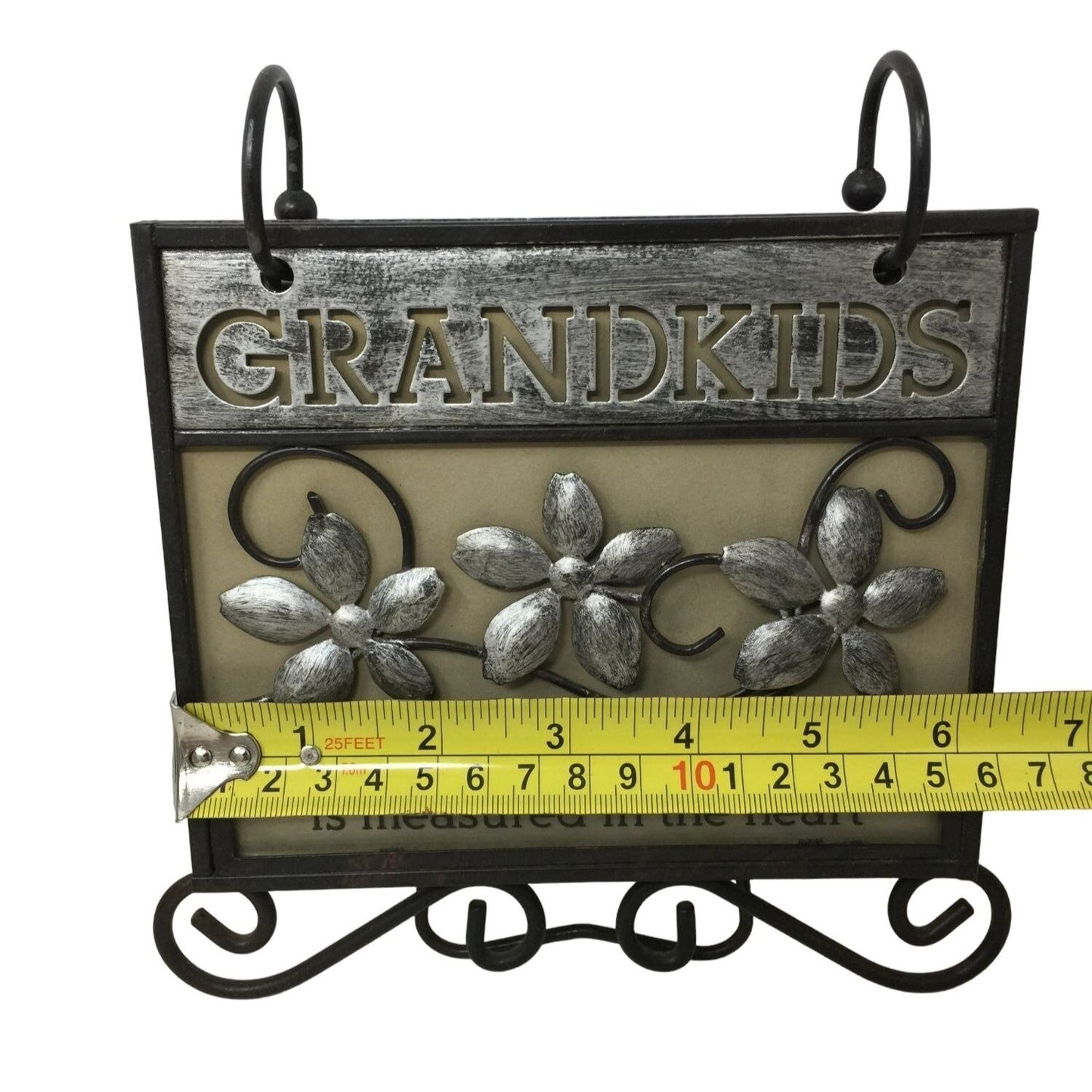 Grandkids Photo Album (with Stand built in)- Pretty Metal Flowers and Swirl Design