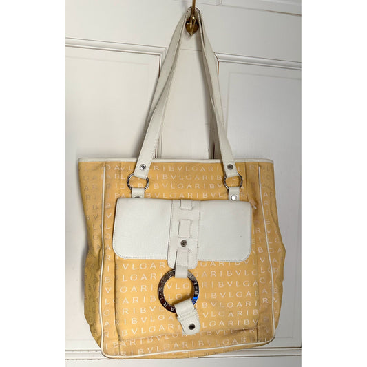 Bvlgari Logo Mania Pale Yellow Shoulder Bag / Tote