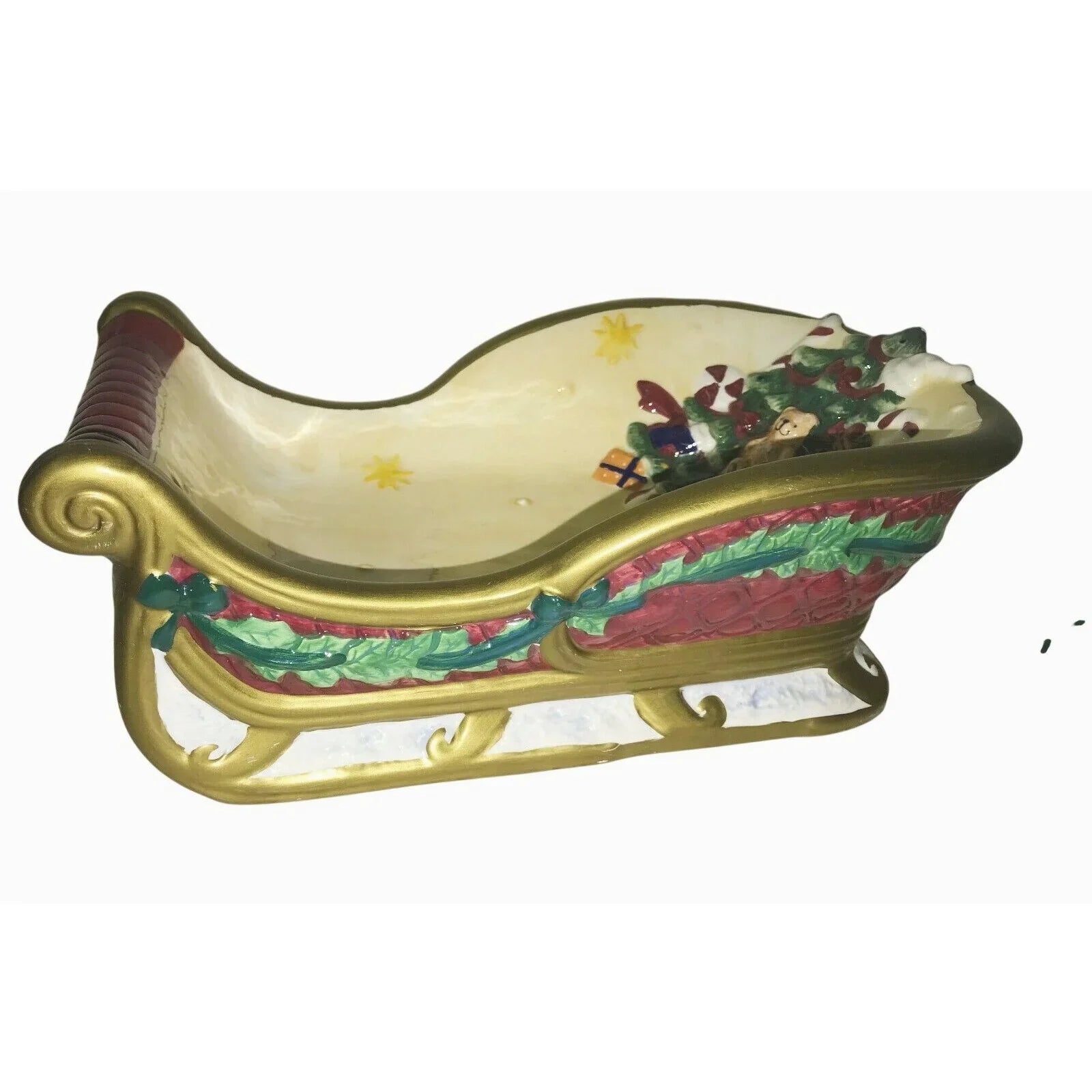 Cardinal Sleigh 2 Pc Christmas Hand Painted Ceramic Chip & Dip Set - Cardinal Inc. - Holiday Table Decor - A+ Stuff