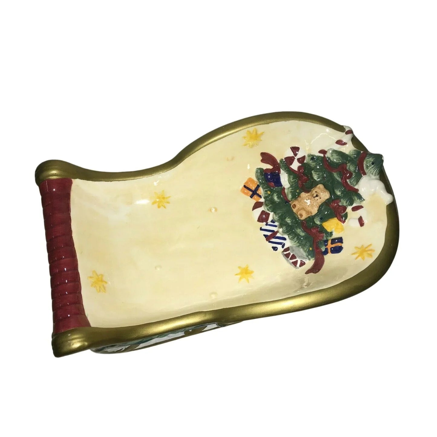 Cardinal Sleigh 2 Pc Christmas Hand Painted Ceramic Chip & Dip Set - Cardinal Inc. - Holiday Table Decor - A+ Stuff