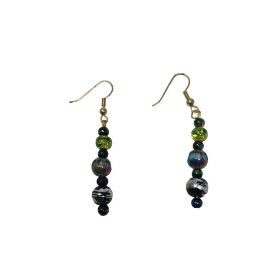 Womens Dangly Beaded Earrings with Blue/Green Beads