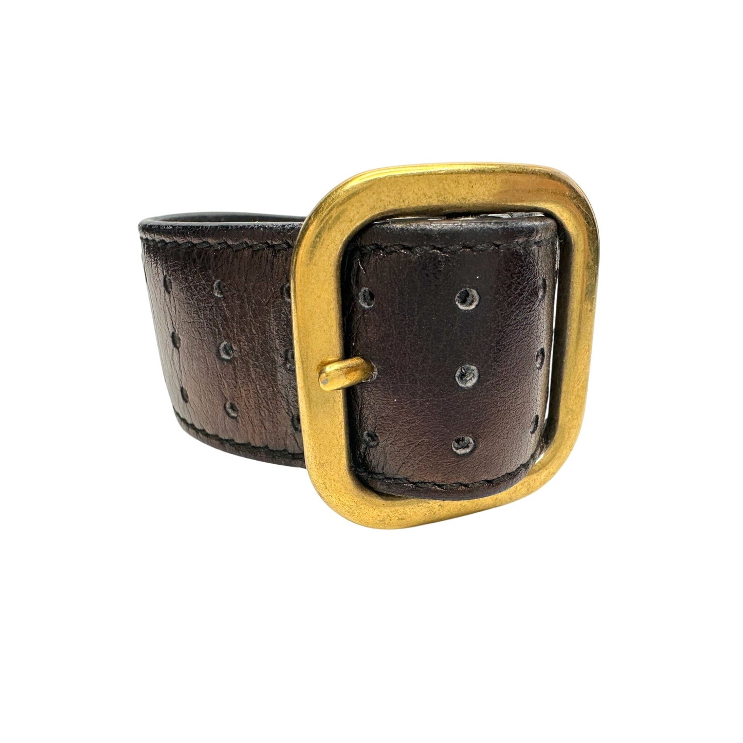 Yves Saint Laurent (YSL) Wide  Leather Cuff Bracelet w Large Buckle