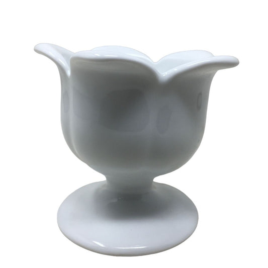 Milk Glass Porcelain Lotus Flower Shaped Egg Cup/Vase/Tea Light Votive Candle Holder