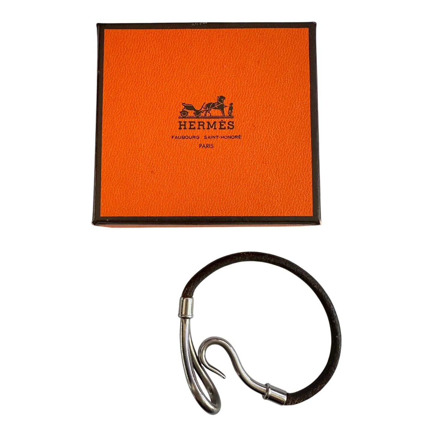 Hermès Jumbo Leather Hook Wrap Bangle Bracelet