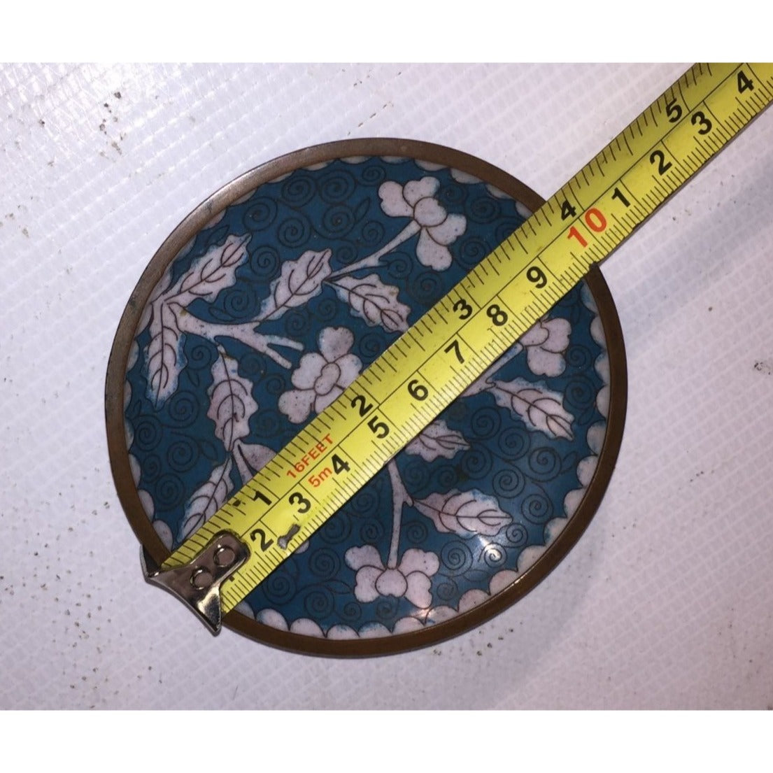 Small Vintage Chinese Blue/White Plate with Flower Pattern - about 4"