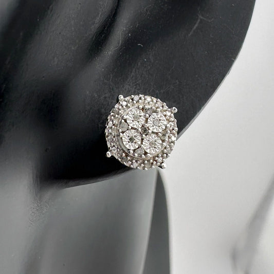 Diamond Stud Earrings in Sterling Silver - Natural Diamonds