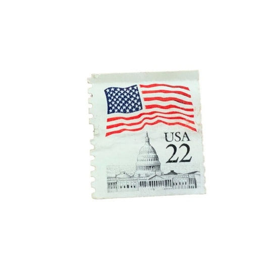 Vintage US 22 Capitol Hill Postage Stamp with American Flag