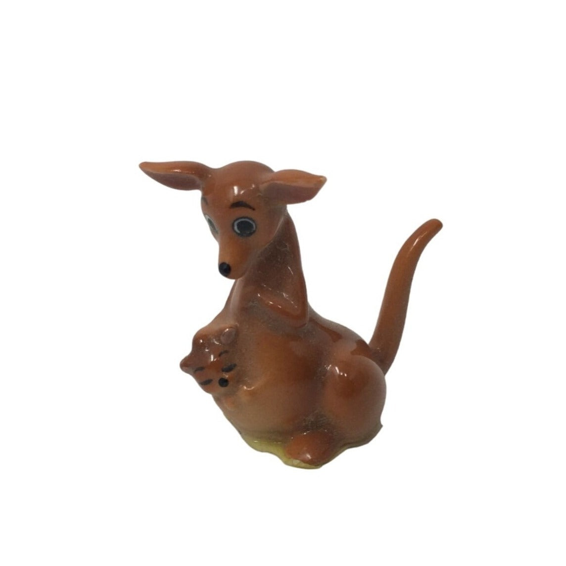 Vintage Miniature Brown Kangaroo and Baby Joey Figurine