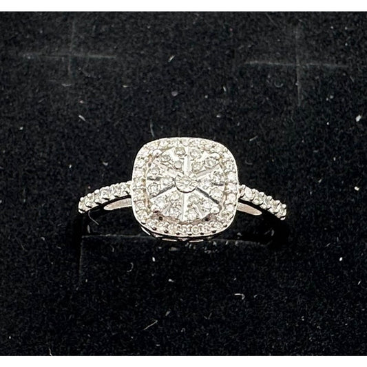 Eye-catching  1/4 Carat Natural Diamond Ring Illusion Set in Sterling Silver - Size 8.75 -  Beautiful!