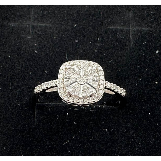 Eye-catching  1/4 Carat Natural Diamond Ring Illusion Set in Sterling Silver - Size 7 -  Beautiful!